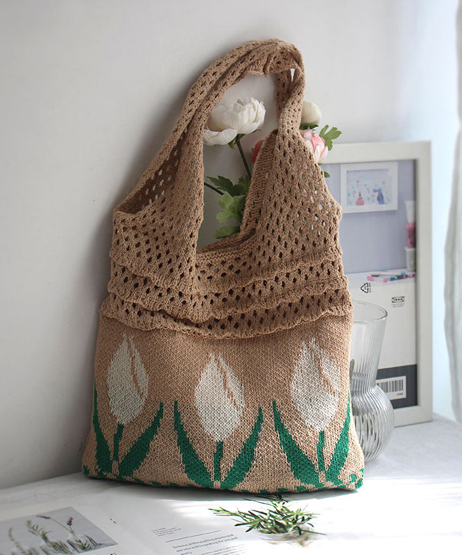 Original Hollowed Out Jacquard Knitted Shoulder Bag SX1030 Ada Fashion