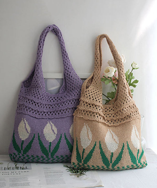 Original Hollowed Out Jacquard Knitted Shoulder Bag SX1030 Ada Fashion
