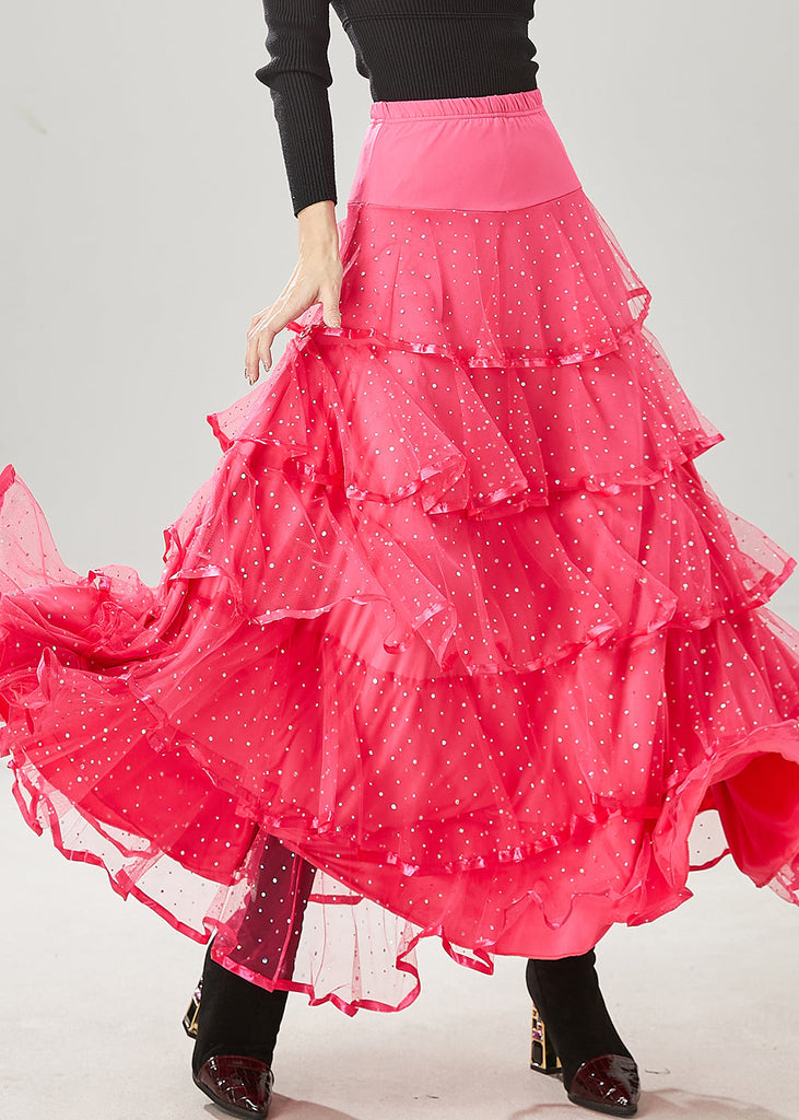Pink Silm Fit Tulle Skirt Exra Large Hem Spring YU1012 Ada Fashion