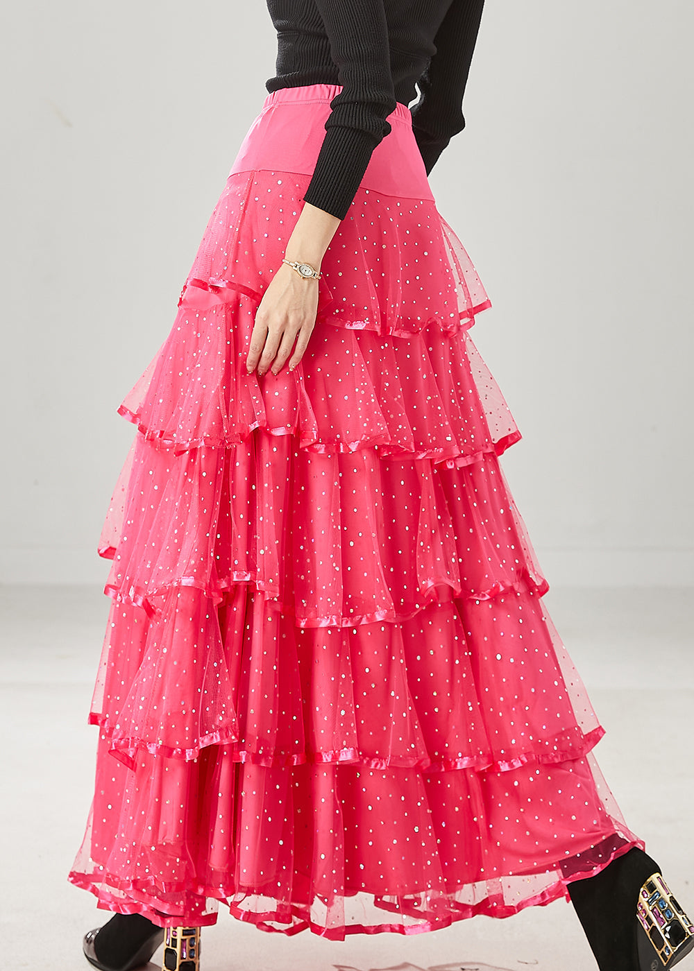 Pink Silm Fit Tulle Skirt Exra Large Hem Spring YU1012 Ada Fashion