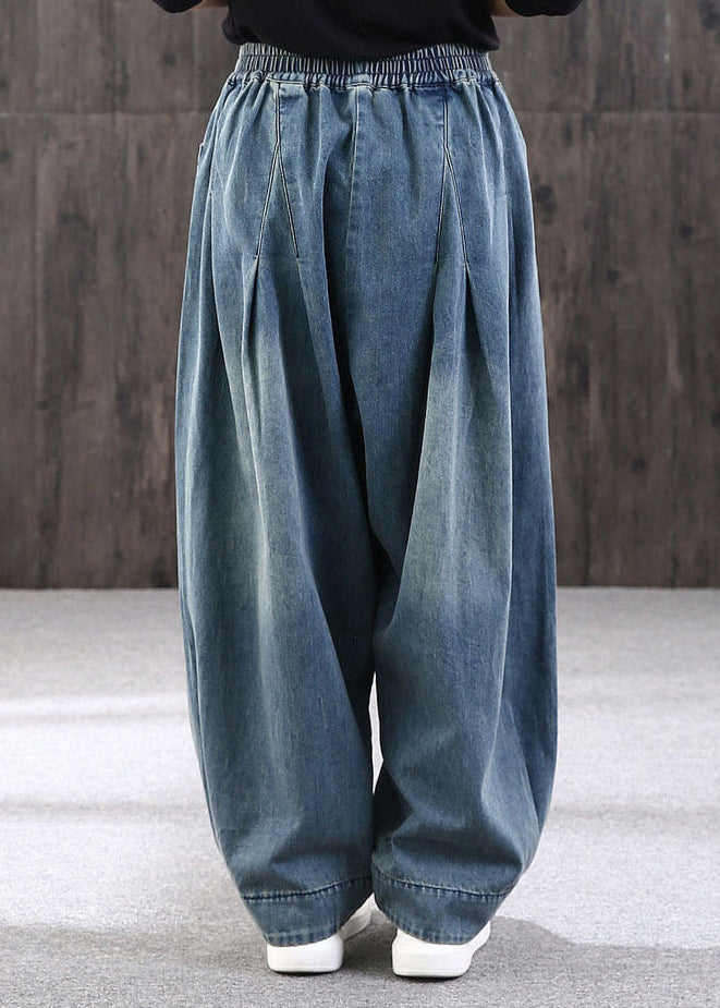 Summer Size Pockets Patchwork Pants Blue Lantern Plus Denim FashionChic