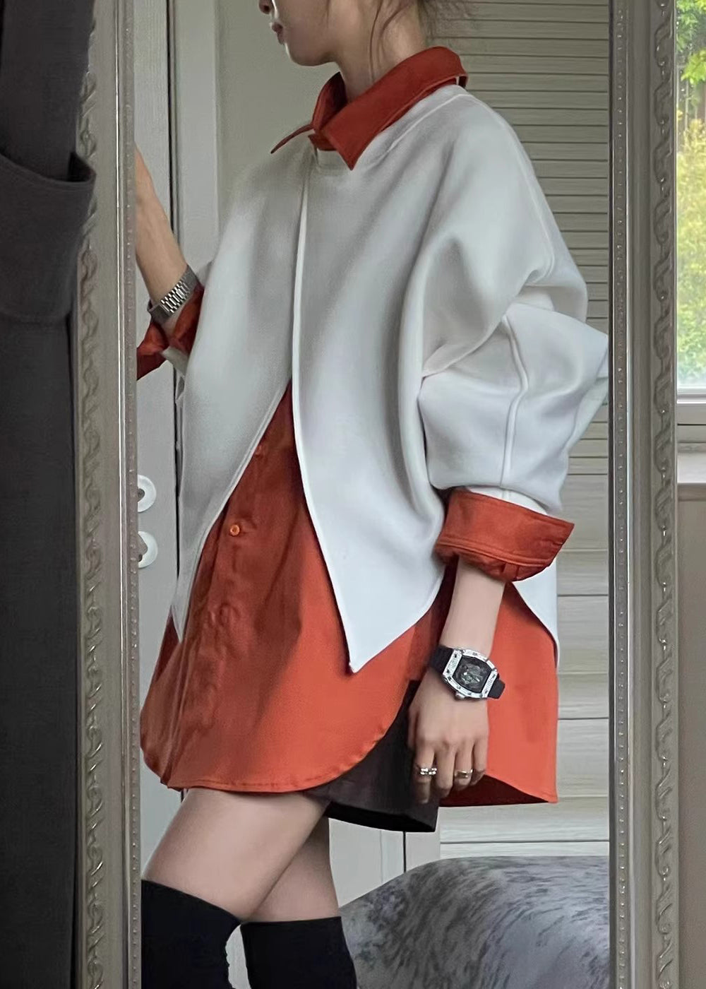 Collar Peter Shirts Size Plus And Piece Sweatshirt Coffee Two Pan FashionChic