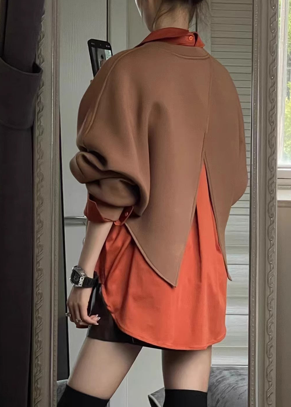 Collar Peter Shirts Size Plus And Piece Sweatshirt Coffee Two Pan FashionChic