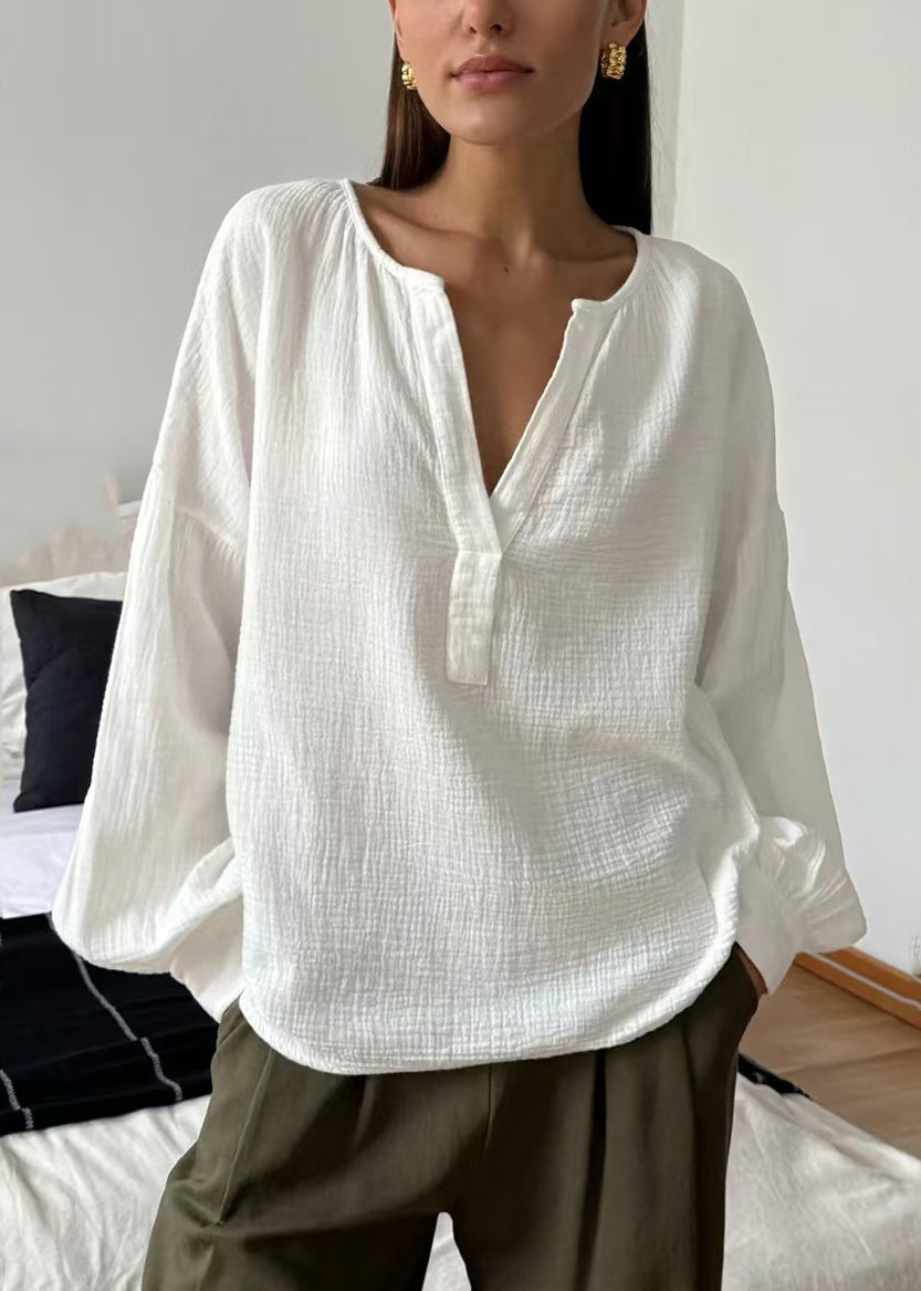 Solid Patchwork Green V Fall Size Neck Tops Plus FashionChic
