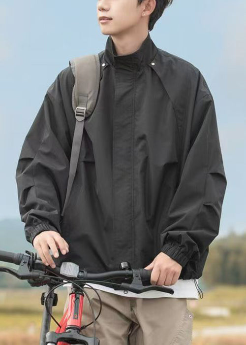 Collar Mens Drawstring Grey Plus Stand Size Coats Cotton FashionChic