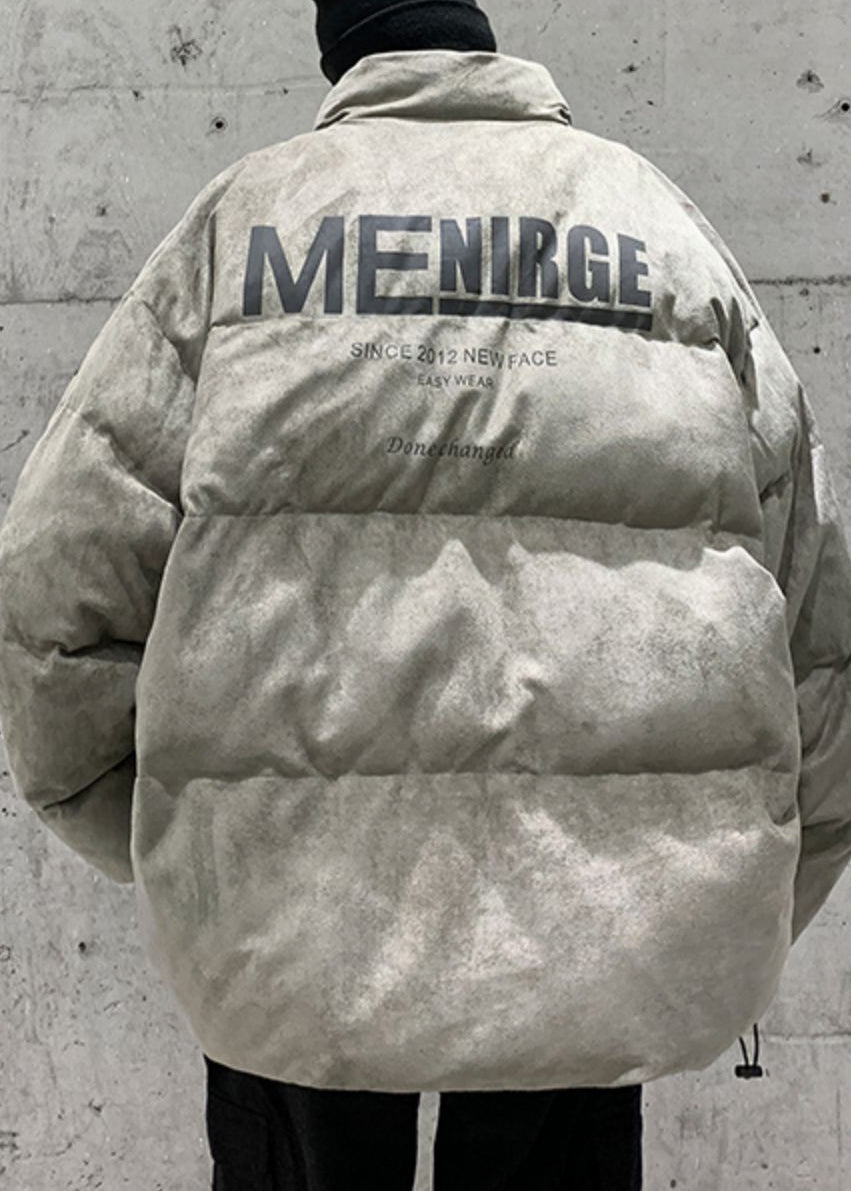 Plus Size Grey Zip Up Print Pockets Men Parkas Winter WL003 MENCW241123