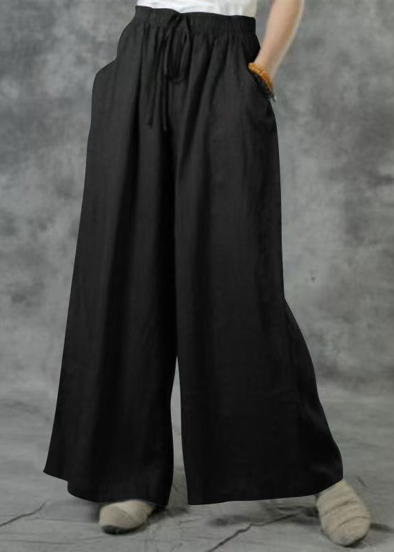 Elastic Summer Pockets Waist Wide Size Leg Pants Plus Khaki FashionChic