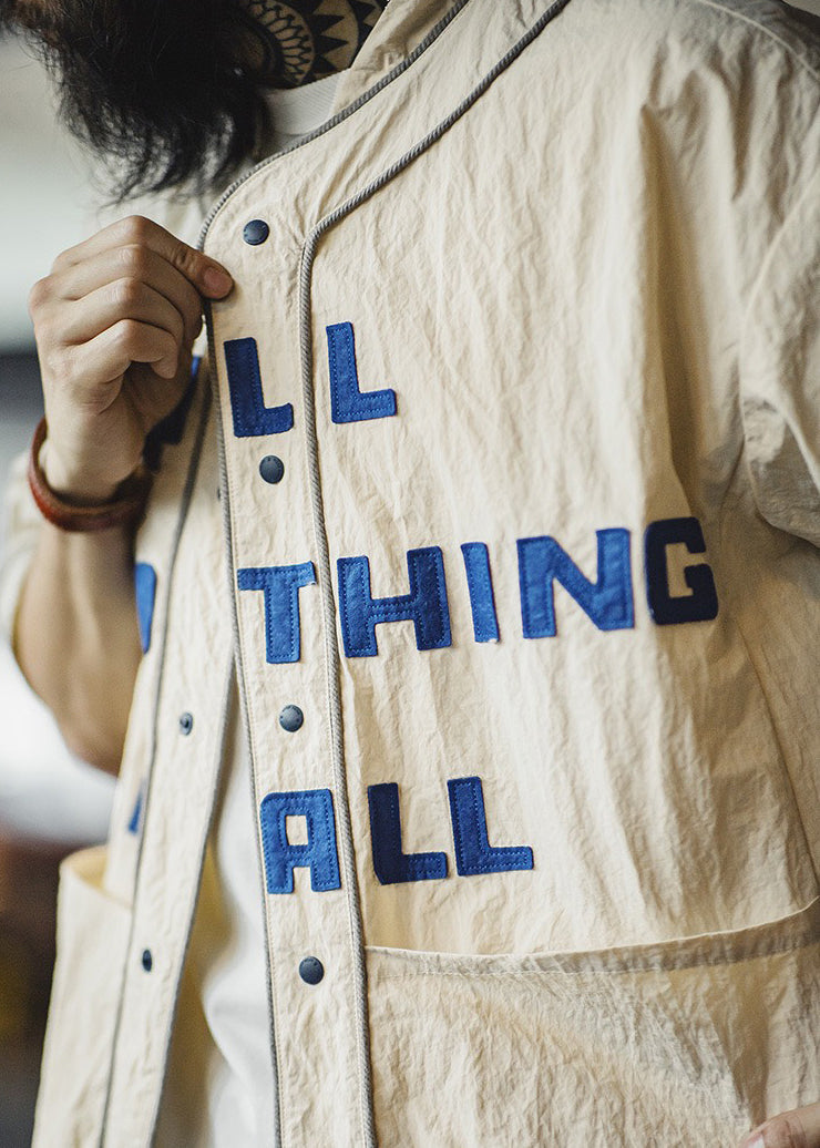 Cotton Pockets Khaki Button Size Shirts Men Plus Letter Half FashionChic