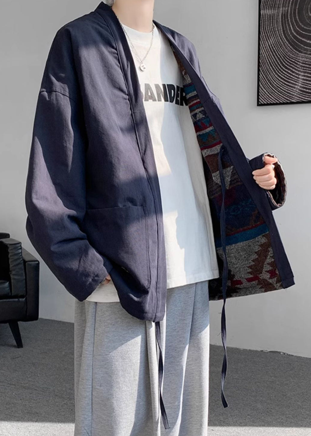 Plus Size Red Lace Up Wear On Both Sides Men Coat Fall WJ028 MENCW241119