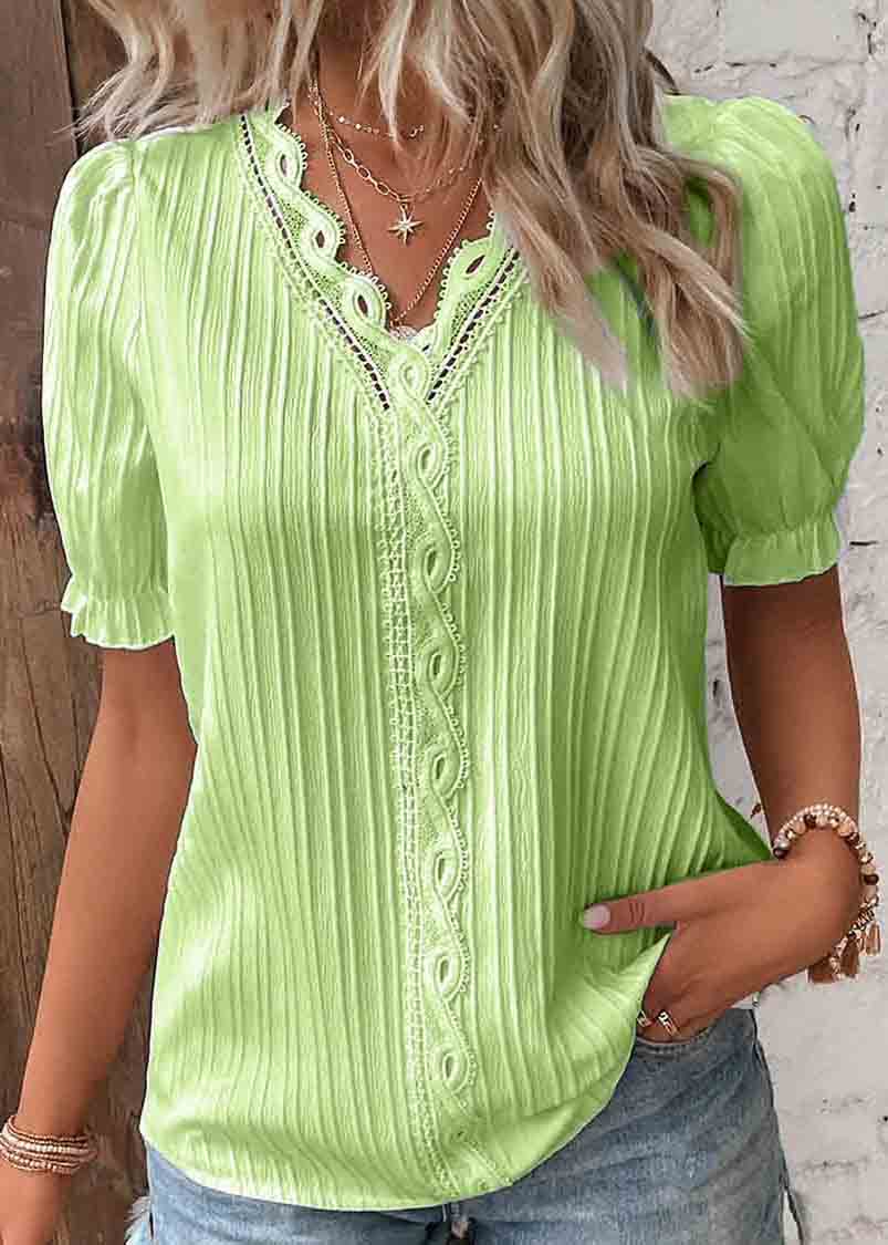 Hollow Summer Out Plus Solid Spandex Color Shirts Size FashionChic