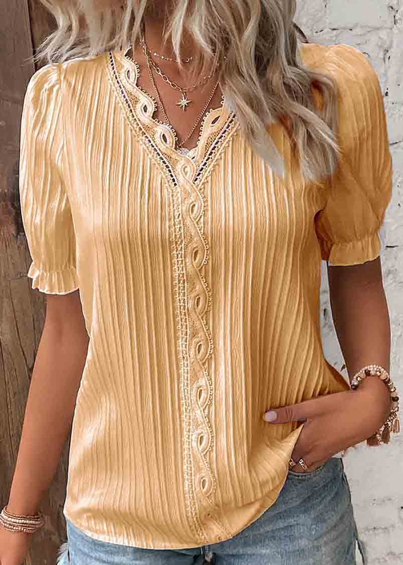 Hollow Summer Out Plus Solid Spandex Color Shirts Size FashionChic