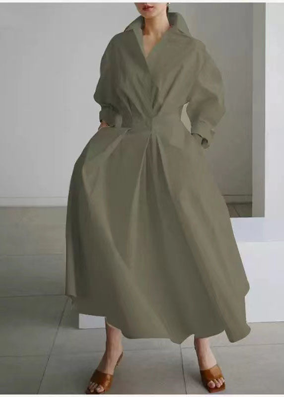 Plus Size Cinched Maxi Green Fit Dresses Spring Tea Silm FashionChic