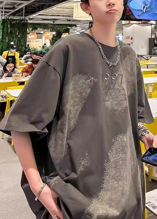 Tie Dye Men White Half Cotton Shirts Plus Embroideried Size T FashionChic