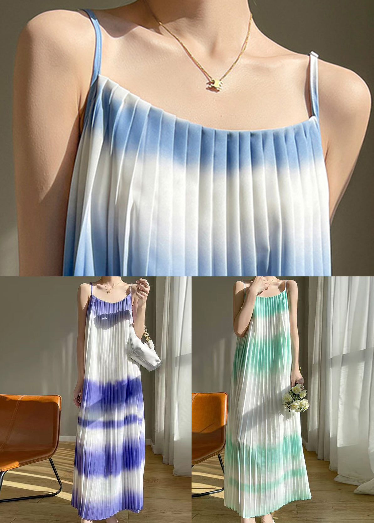 Purple Gradient Color Cotton Maxi Dress Cold Shoulder Summer AB1015 Genistyle Shop