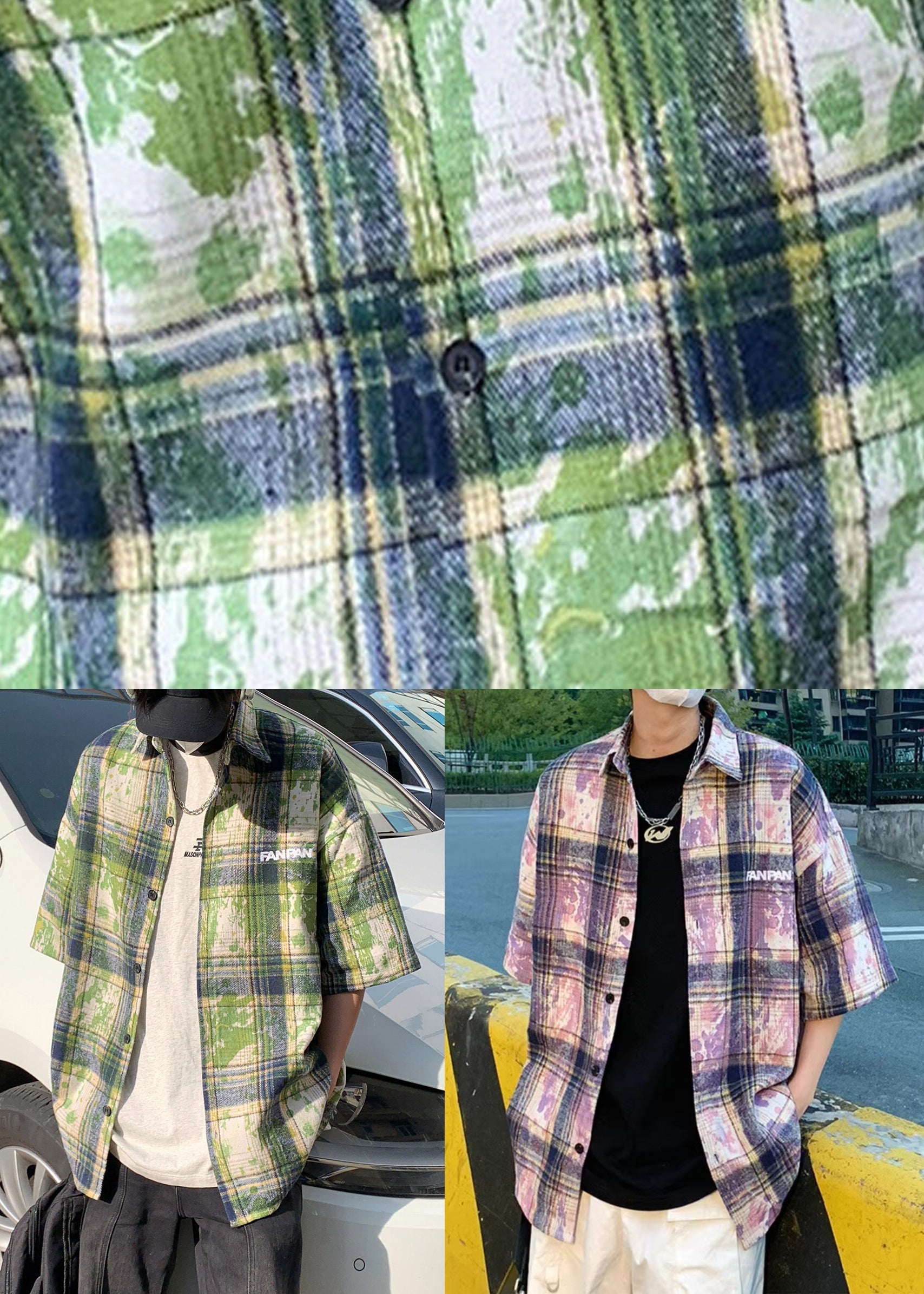 Men Shirts Tie Oversized Cotton Pan Dye Summer Peter Purple FashionChic