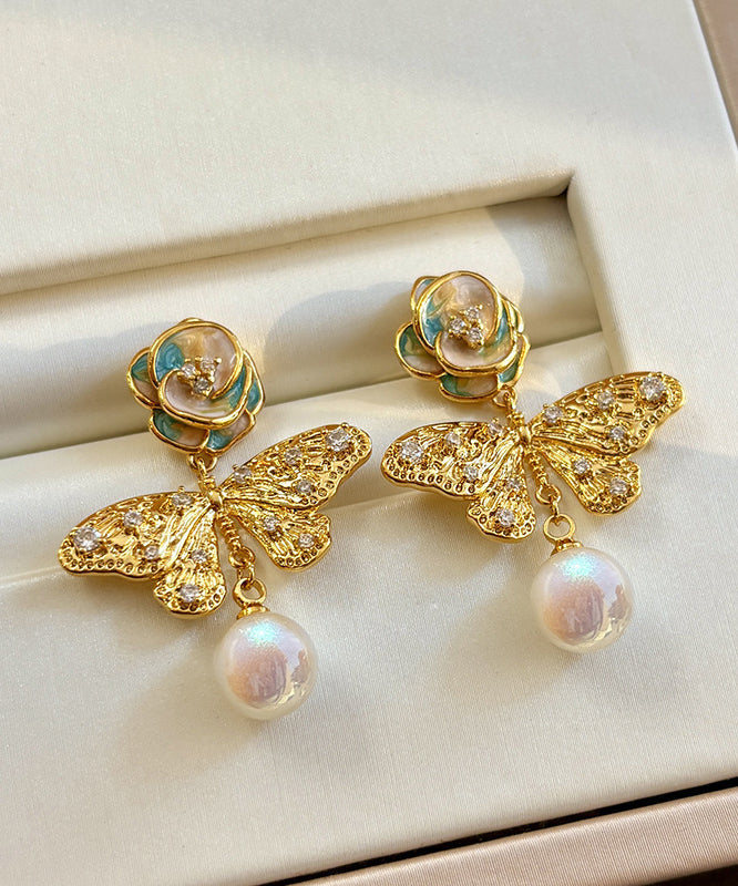 Silver Overgild Blue Zircon Crystal Retro Pearl Sterling FashionChic