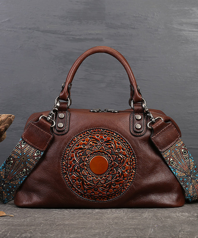 Retro Red Cowhide Women Large Capacity Handbag HJ1023 Ada Fashion
