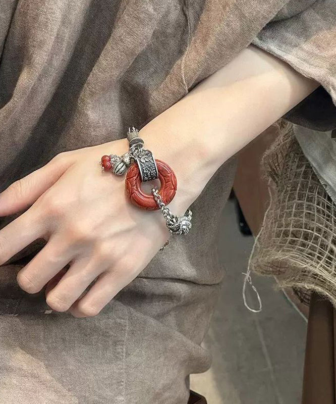 Silk Retro Gourd Butterfly Silver Chain Sterling Bracelet FashionChic