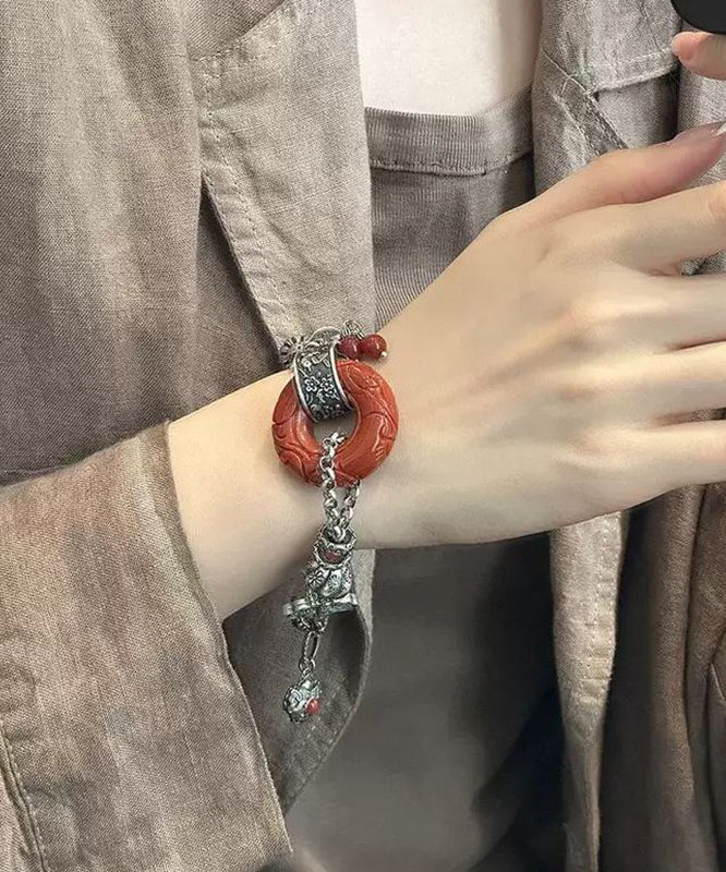 Silk Retro Gourd Butterfly Silver Chain Sterling Bracelet FashionChic