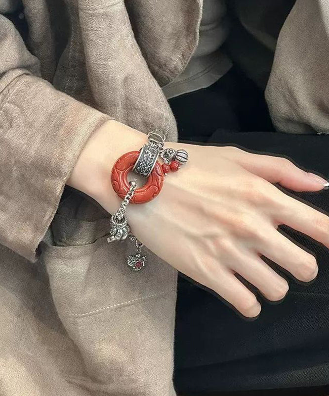 Silk Retro Gourd Butterfly Silver Chain Sterling Bracelet FashionChic