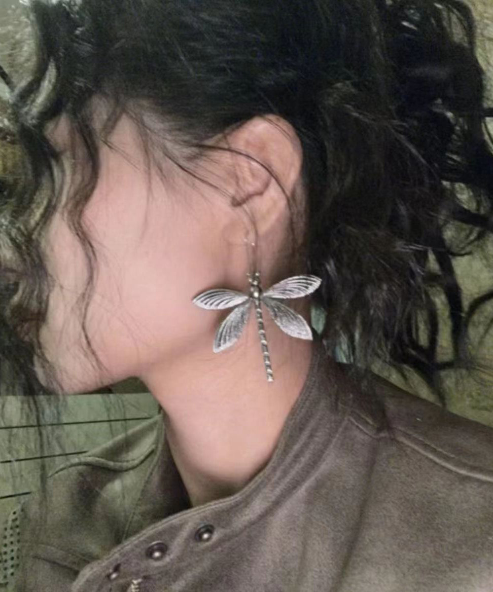 Retro Silk Sterling Silver Hollowing Out Butterfly Drop Earrings DF1022 Ada Fashion