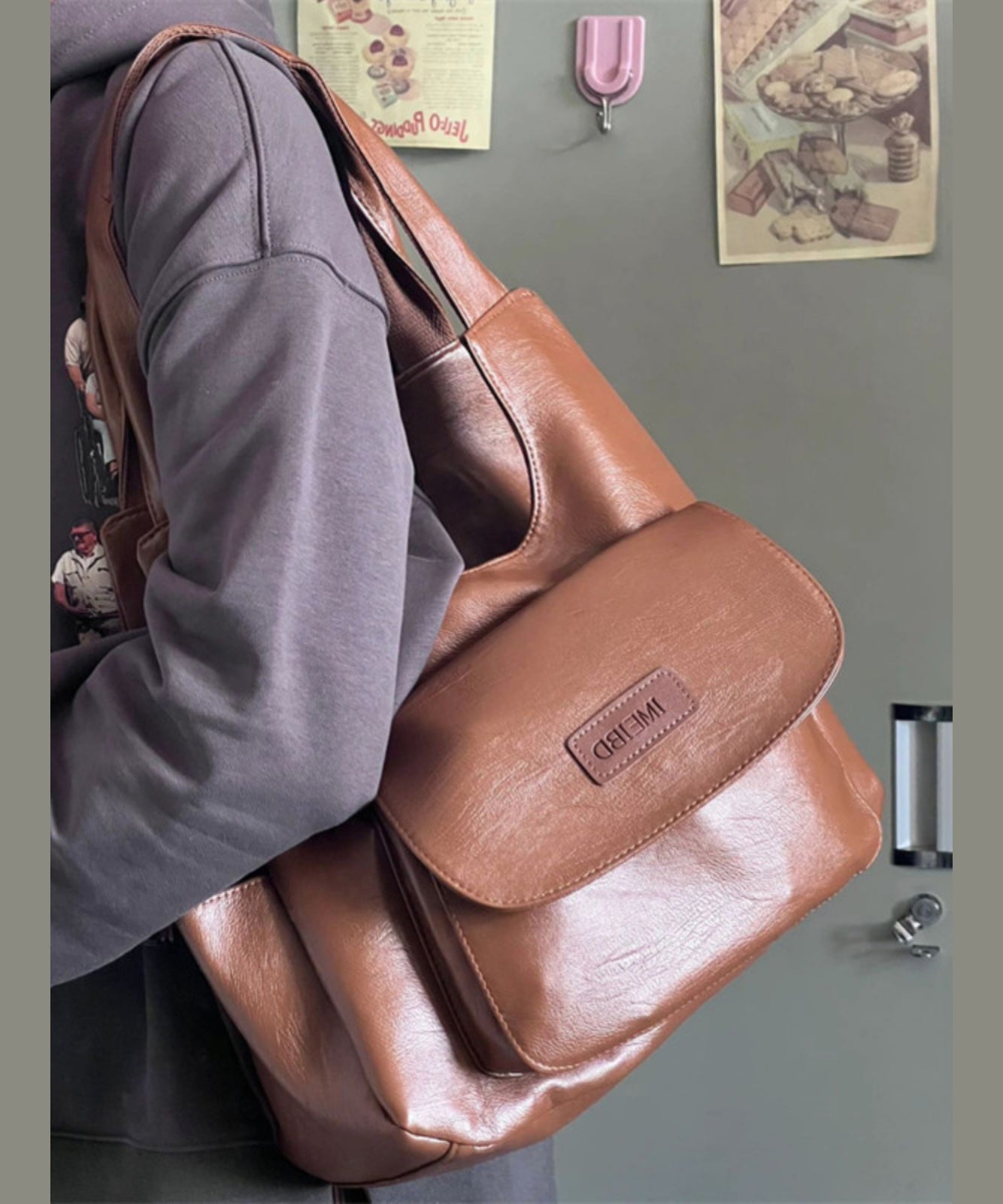 Retro Versatile Brown Large Capacity Faux Leather Satchel Handbag SX1007 Ada Fashion