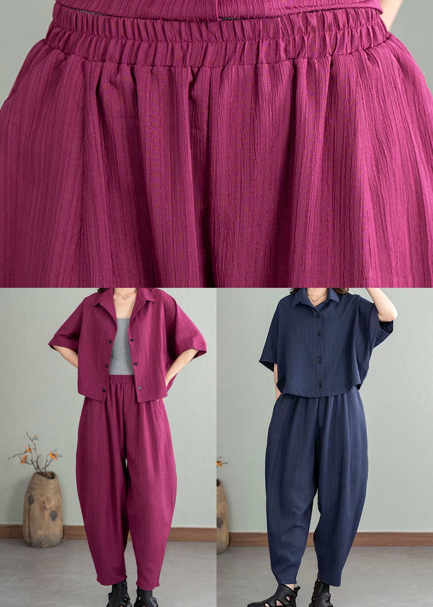 Cotton Rose Batwing Set Two Pieces Sleeve Oversized FashionChic