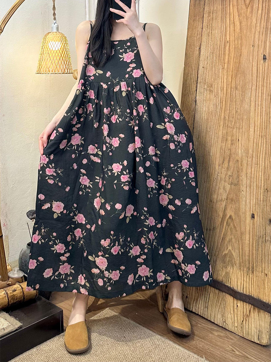 Women Summer Floral Artsy Ramie Maxi Dress AS1021 Ada Fashion
