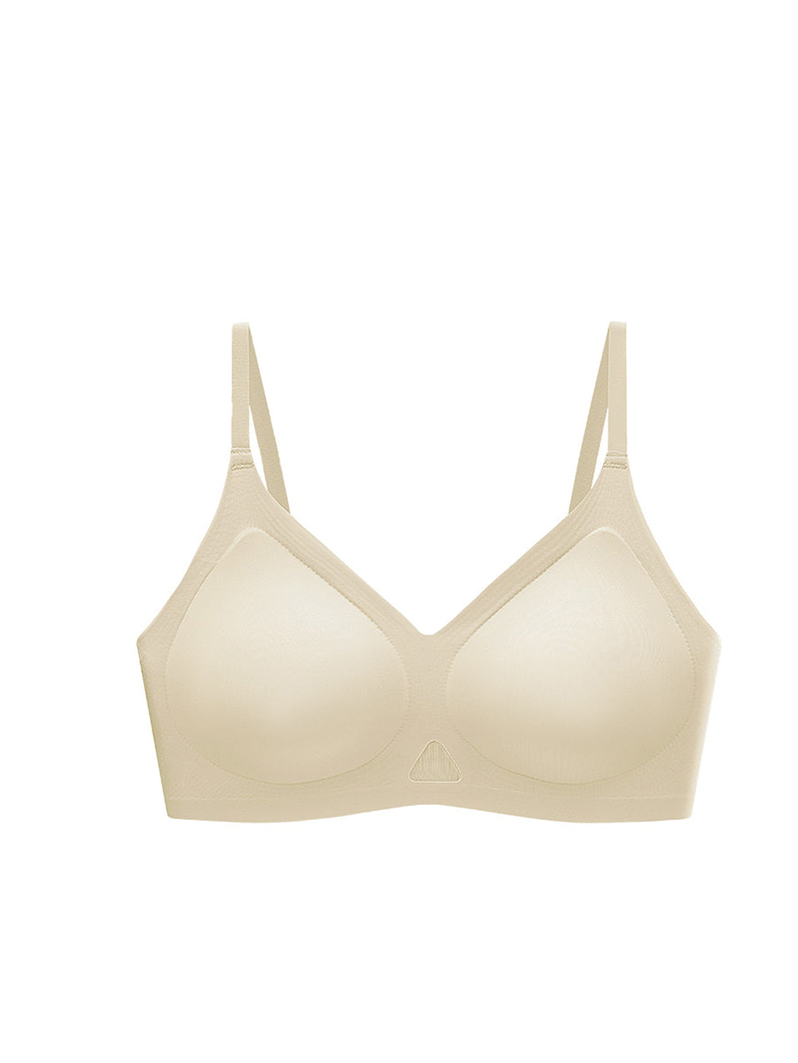 Cup Pure Artsy Fixed Color Satin Bra Women FashionChic