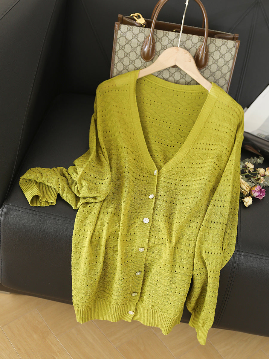 Women Spring Solid Casual V-Neck Knitted Shirt SC1009 Ada Fashion