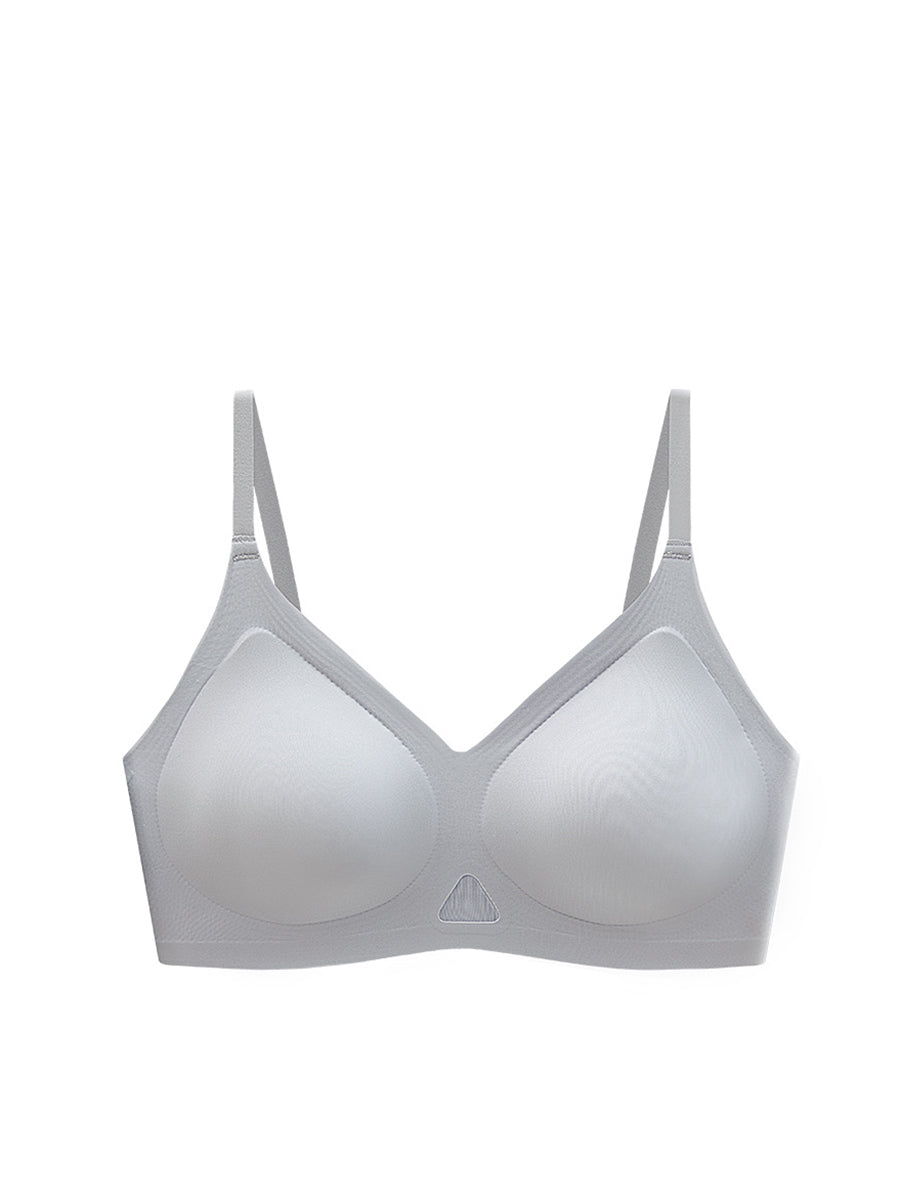 Cup Pure Artsy Fixed Color Satin Bra Women FashionChic