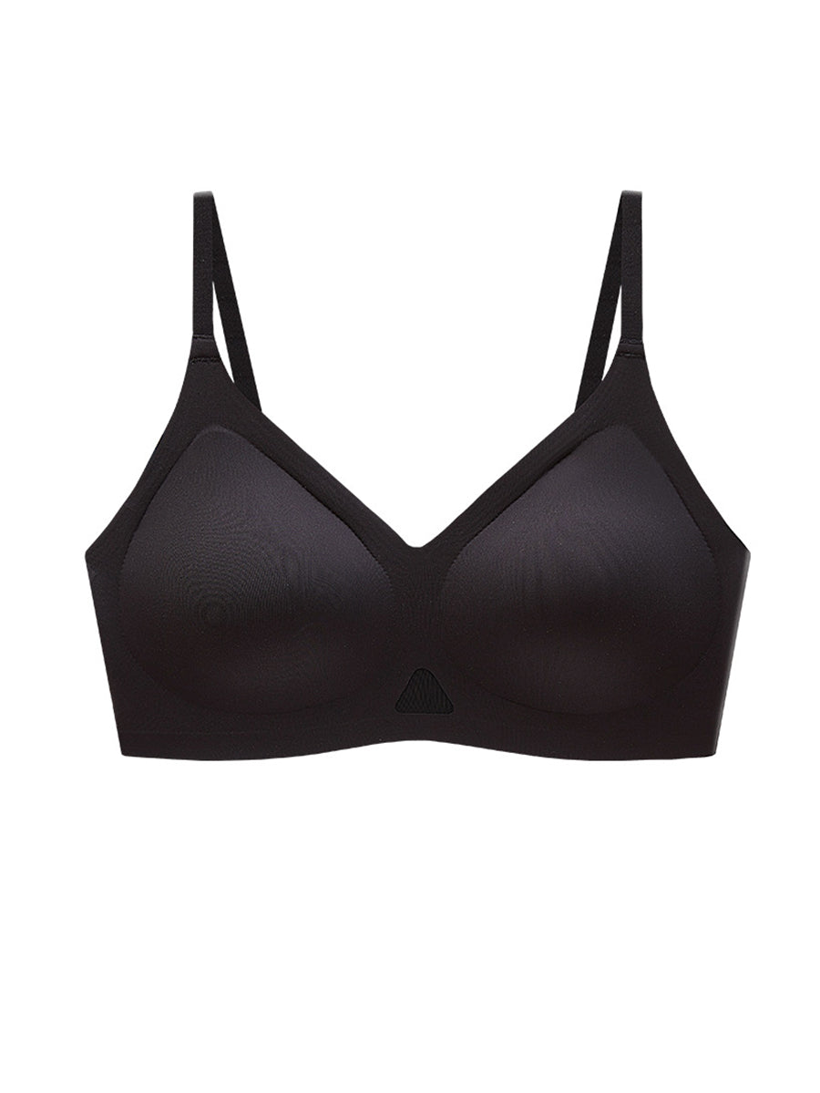 Cup Pure Artsy Fixed Color Satin Bra Women FashionChic