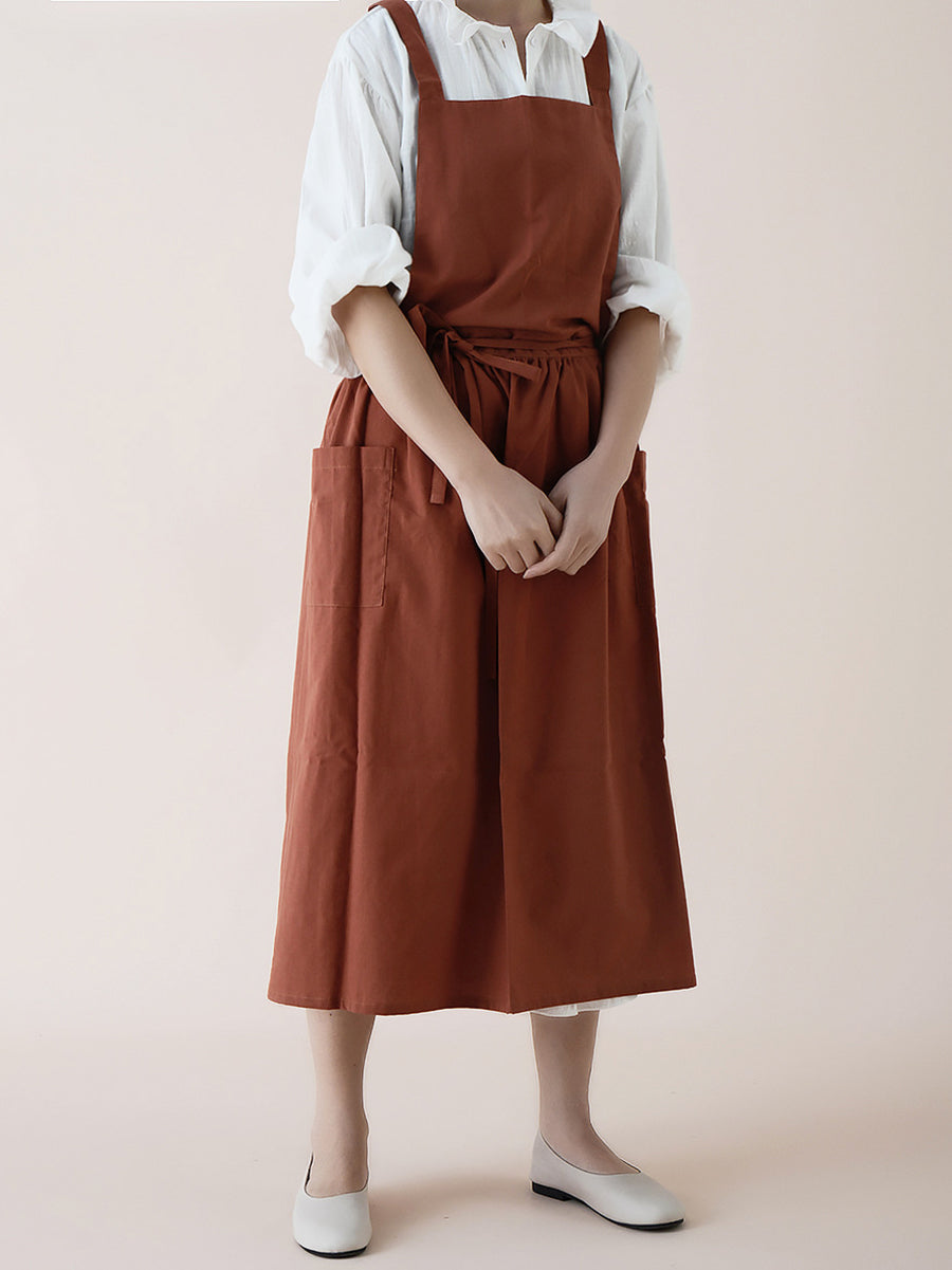 Women Casual Solid Summer Cotton Apron Dress KL1041 Ada Fashion
