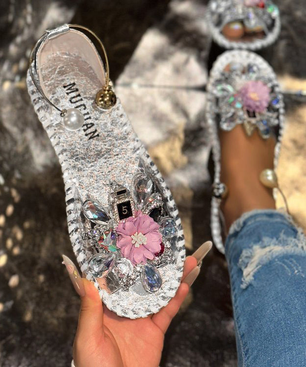 Fashion Zircon Best Floral Silver Walking For Splicing Sandals FashionChic
