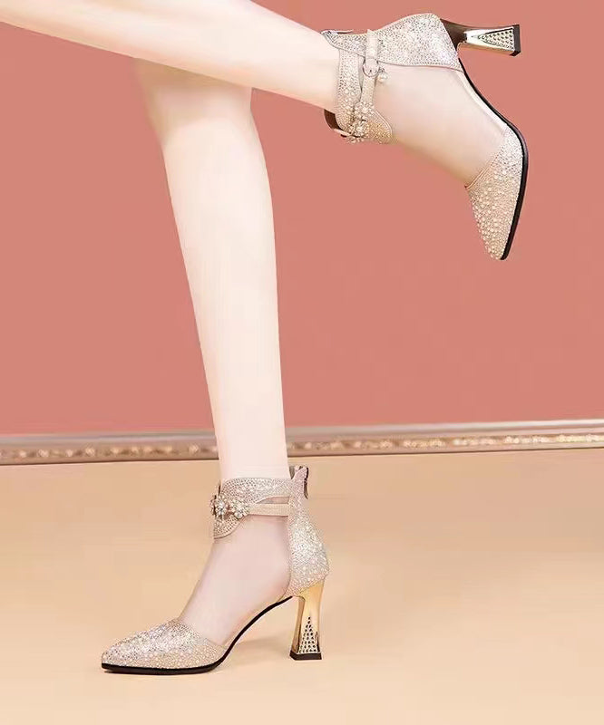 Silver High Heel Tulle Boots New Water Diamond Pointed Head RT1017 Ada Fashion