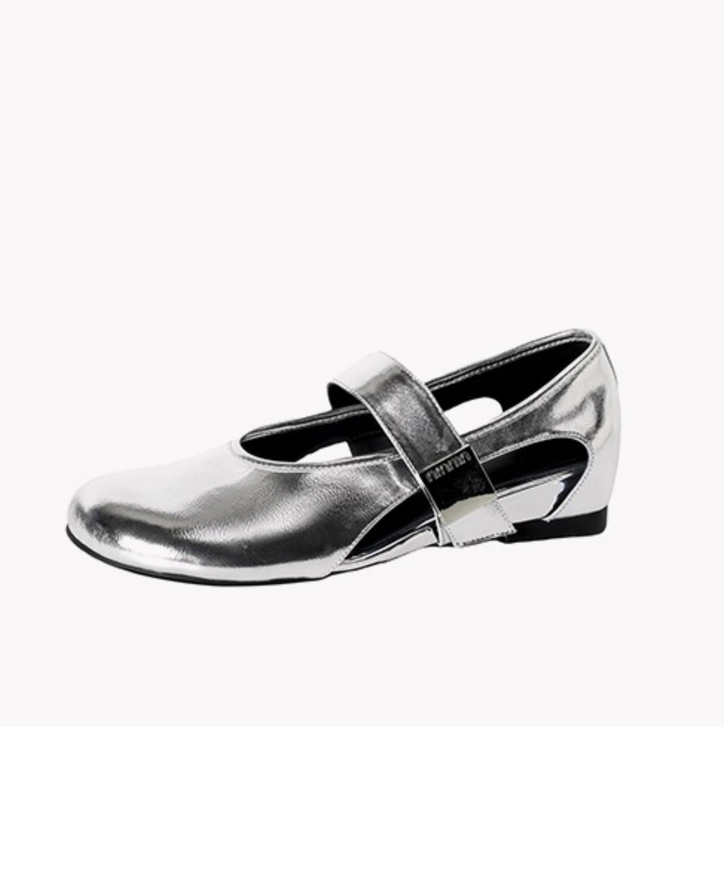 Cowhide Silver Shoes Splicing Buckle Wedge Retro Leather Strap FashionChic
