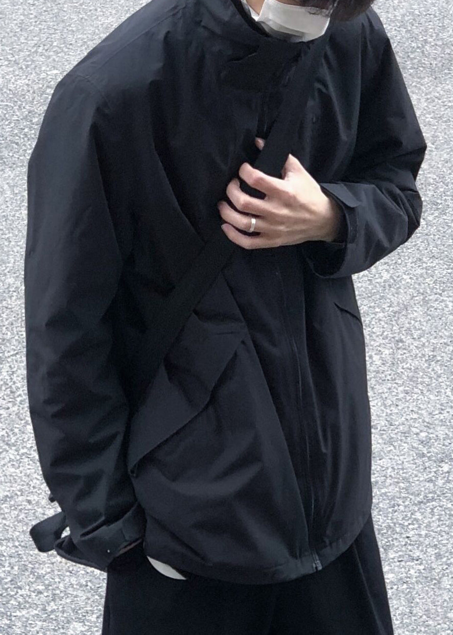 Up Coat Solid Men Zip Spring Simple Cotton Collar Stand Black FashionChic