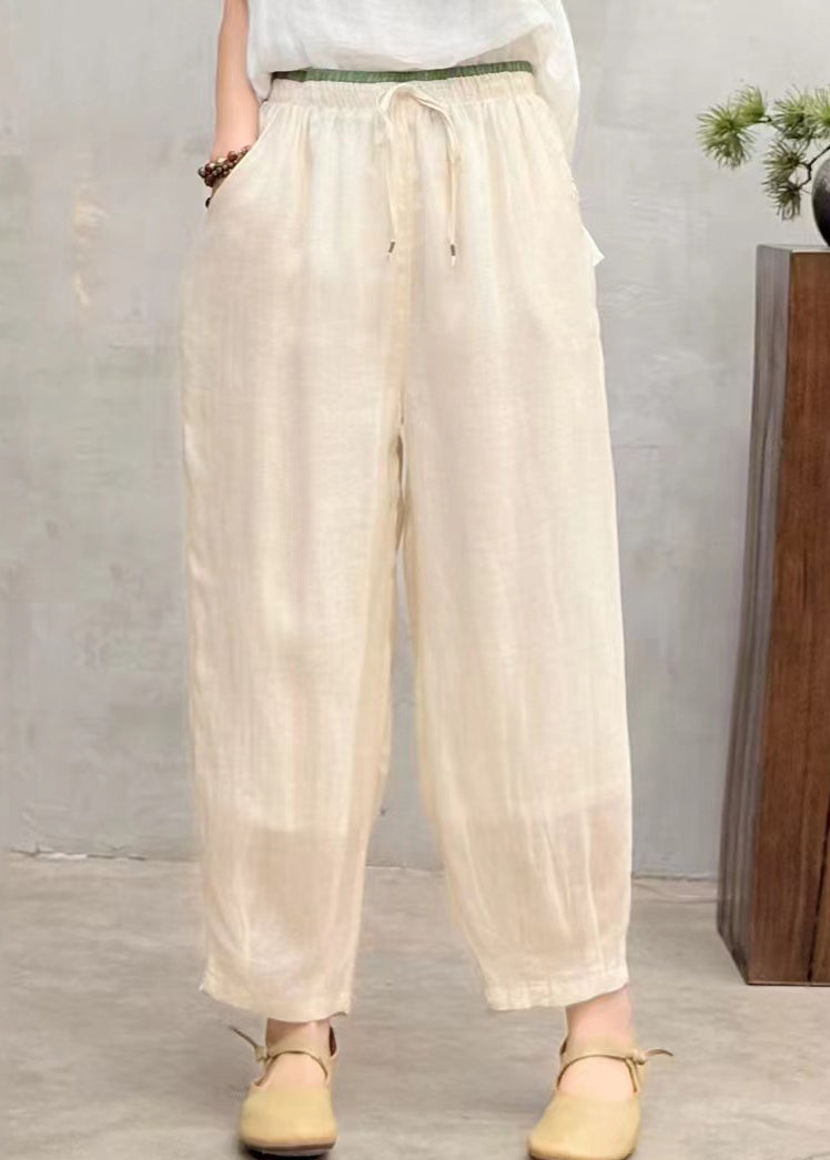 Summer Pants Oversized Brown Linen Simple Harem FashionChic