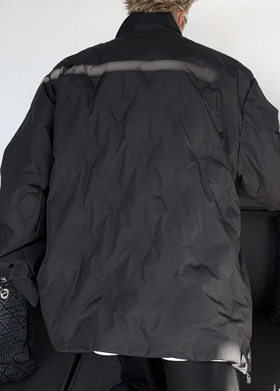 Simple Grey Stand Collar Zip Up Duck Down Men Coat Winter WL010 MENCW241123