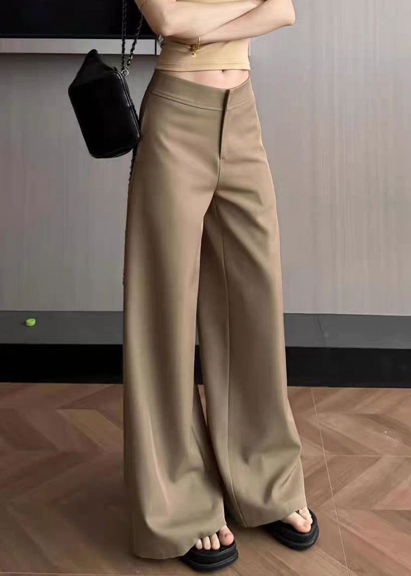 Spandex Summer Pockets Waist High Simple Solid Khaki Pants FashionChic