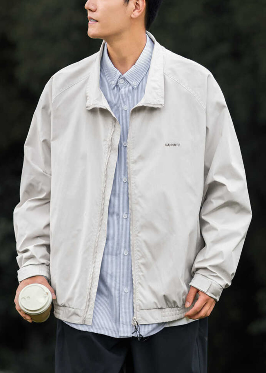 Cotton Coat Peter Light Pan Simple Zippered Men Grey Collar FashionChic