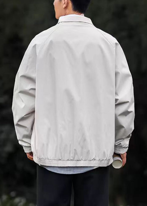 Cotton Coat Peter Light Pan Simple Zippered Men Grey Collar FashionChic