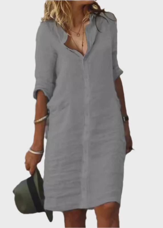 Oversized Shirt Summer Linen Dress White Simple Day FashionChic