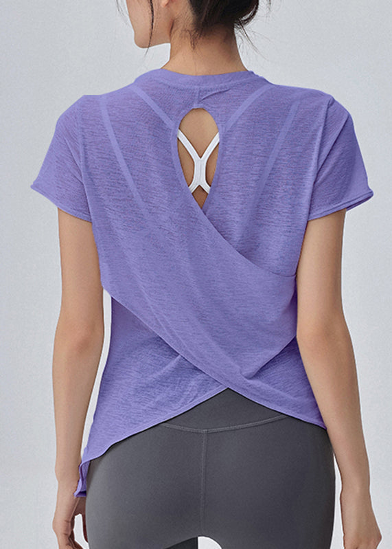 Yoga Out Sleeve Hollow White Short Top Simple FashionChic