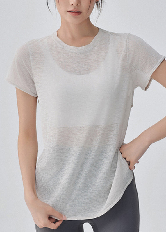 Yoga Out Sleeve Hollow White Short Top Simple FashionChic