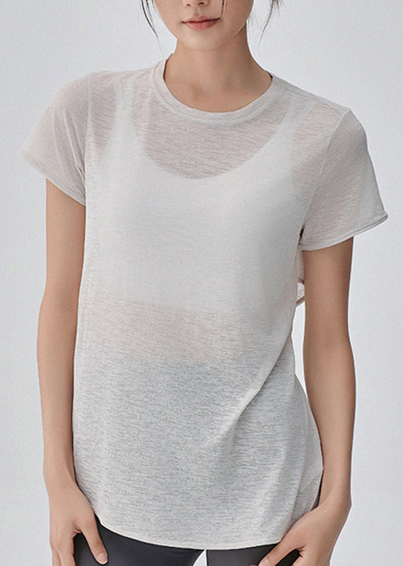 Yoga Out Sleeve Hollow White Short Top Simple FashionChic