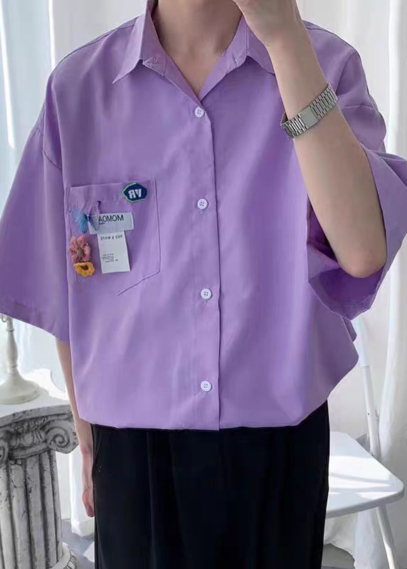 Half Cotton Men Pockets Simple Button Yellow Shirts Sleeve FashionChic