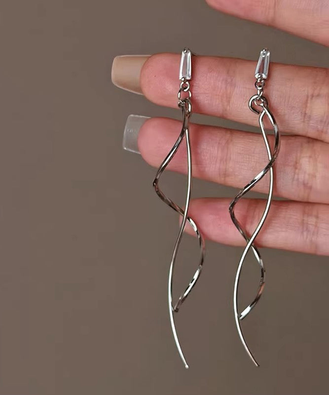 Copper Line Skinny Drop Earrings Gold Tassel FashionChic