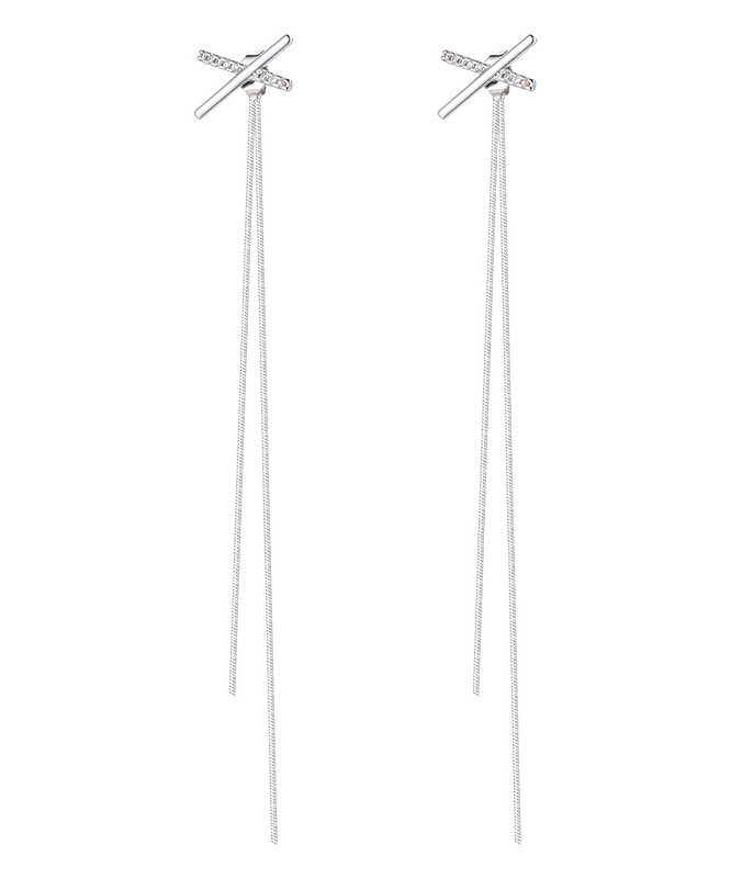 Skinny Silk Sterling Silverr Tassel Drop Earrings YD034 ABC