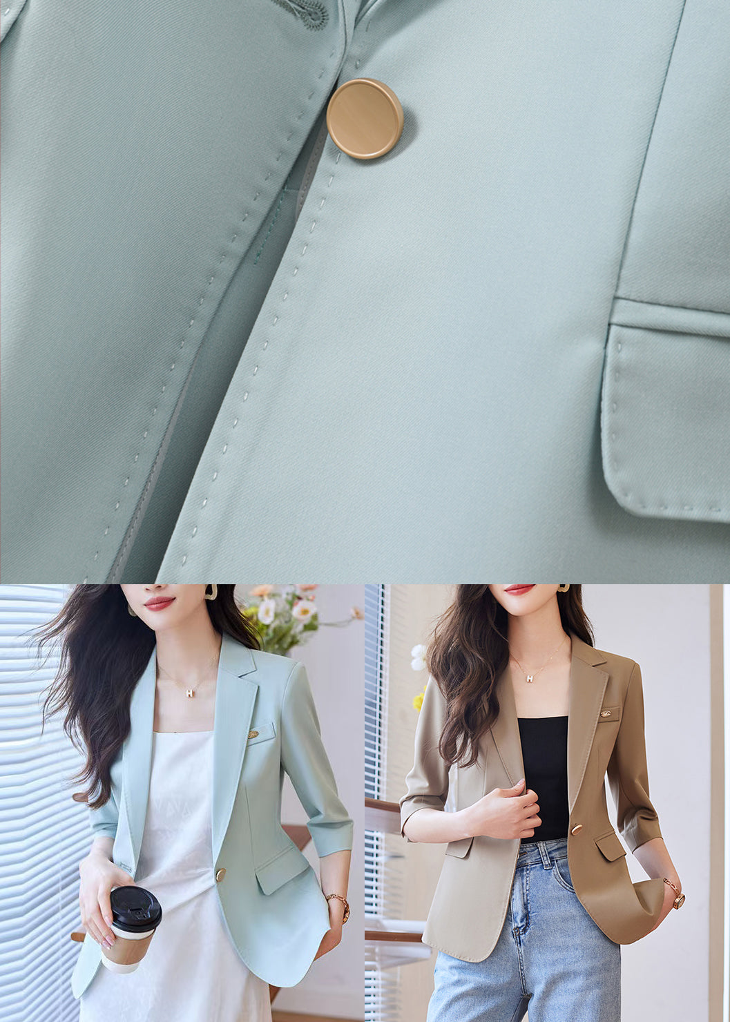 Sky Blue Spandex Jackets Notched Half Sleeve YJ055 ABC